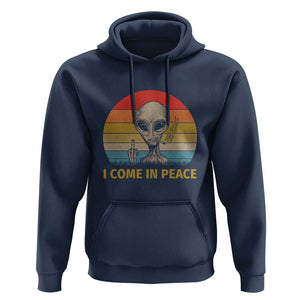 Vintage I Come in Peace Tshirt Alien Smoking Gift Hoodie TS01 Navy Print Your Wear
