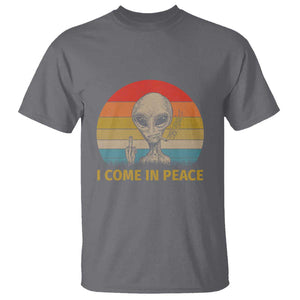 Vintage I Come in Peace Tshirt Alien Smoking Gift T Shirt TS01 Charcoal Print Your Wear