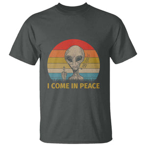 Vintage I Come in Peace Tshirt Alien Smoking Gift T Shirt TS01 Dark Heather Print Your Wear