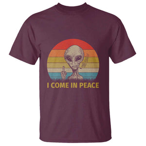 Vintage I Come in Peace Tshirt Alien Smoking Gift T Shirt TS01 Maroon Print Your Wear