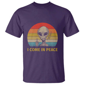 Vintage I Come in Peace Tshirt Alien Smoking Gift T Shirt TS01 Purple Print Your Wear