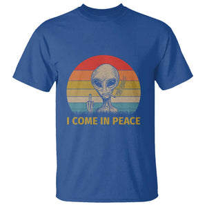 Vintage I Come in Peace Tshirt Alien Smoking Gift T Shirt TS01 Royal Blue Print Your Wear