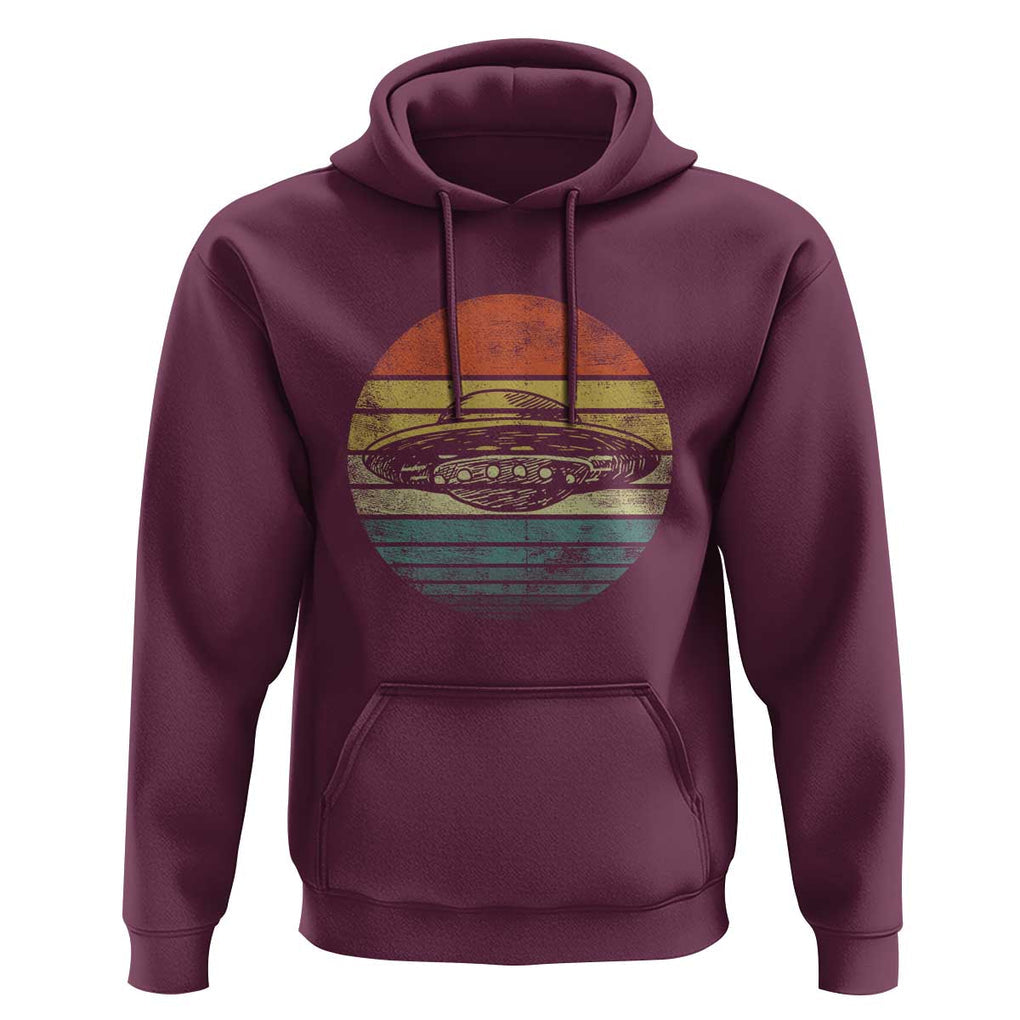 UFO Gifts Retro Sunset Funny Alien UFO Hunter Silhouette Hoodie TS01 Maroon Print Your Wear