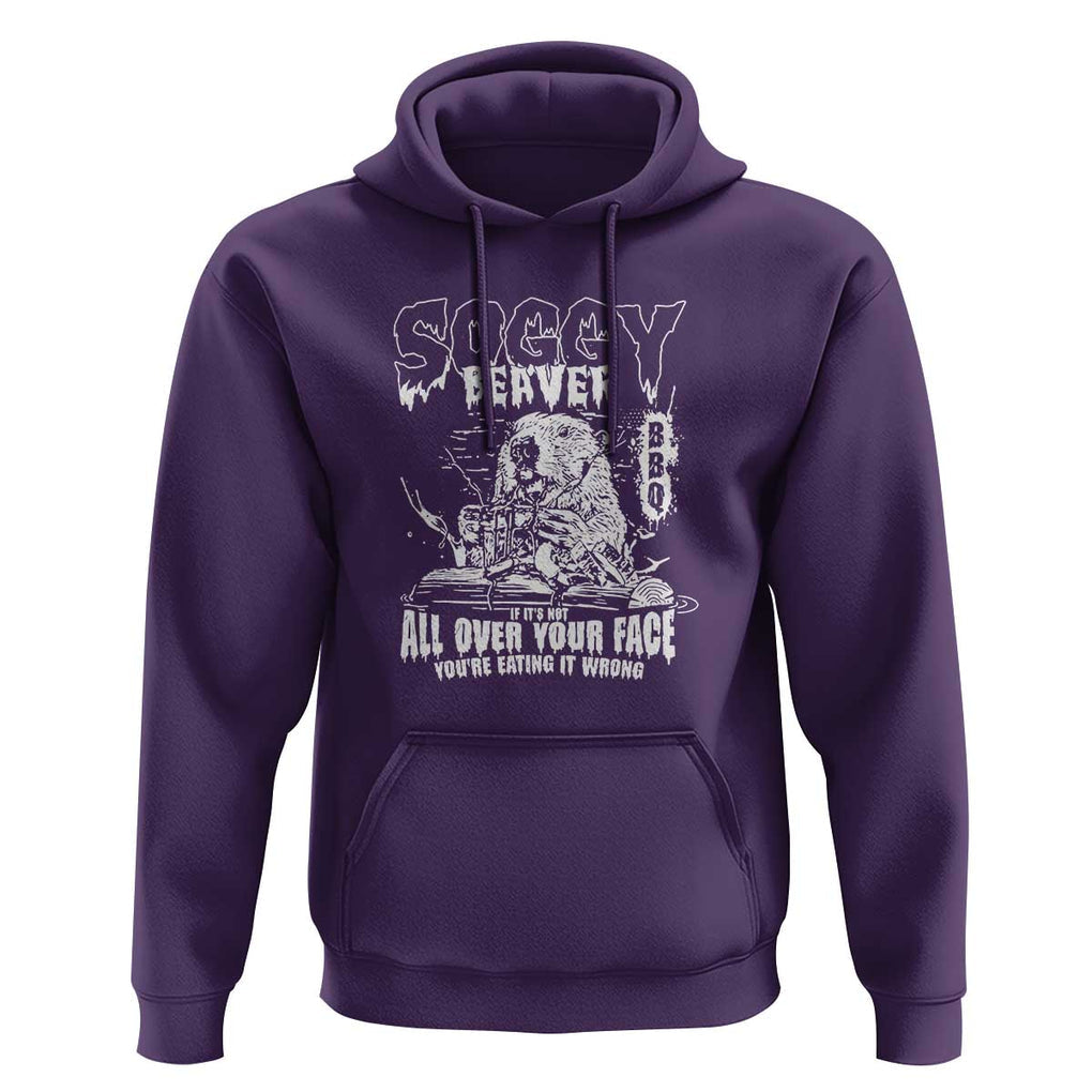 Soggy Beaver BBQ Hoodie It's Over Face The Beaver TS01 Purple Print Your Wear