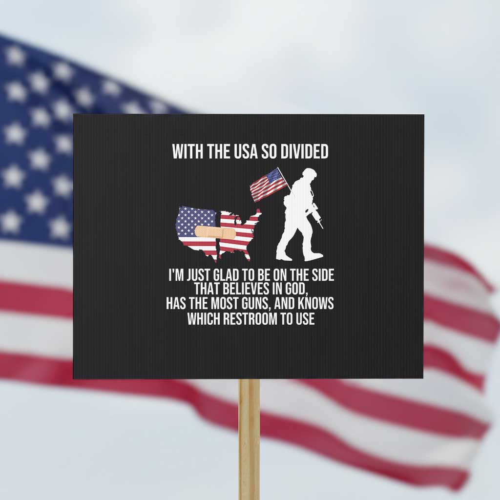 Patriotic USA Flag Protest Sign Believe in God American Pride TS01 Horizontal 18" × 24" Black Print Your Wear
