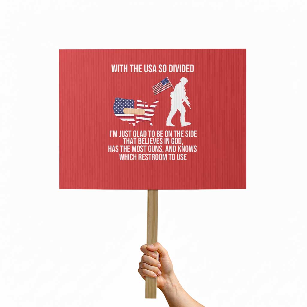 Patriotic USA Flag Protest Sign Believe in God American Pride TS01 Horizontal 18" × 24" Red Print Your Wear