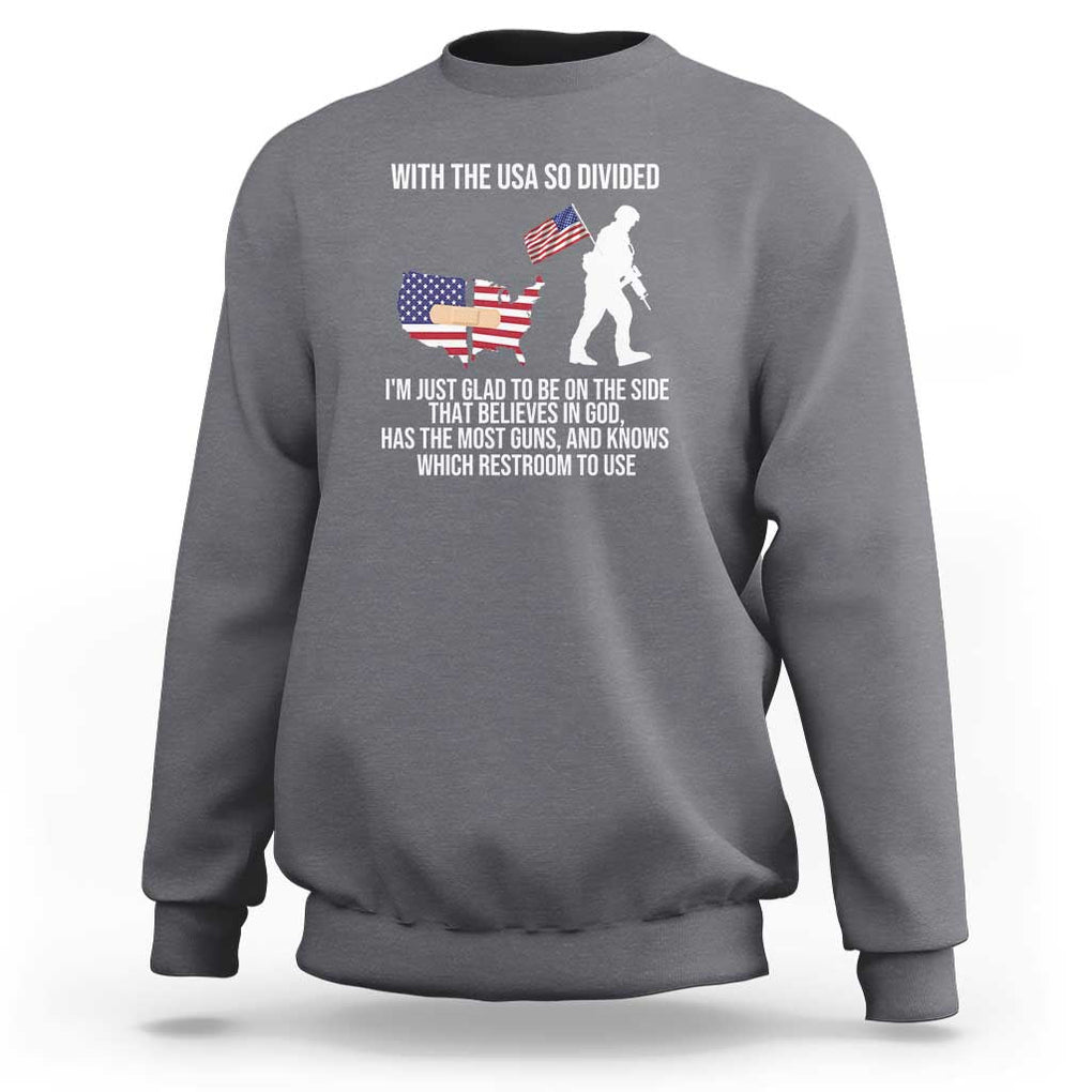 Patriotic USA Flag Sweatshirt Believe in God American Pride TS01 Charcoal Print Your Wear