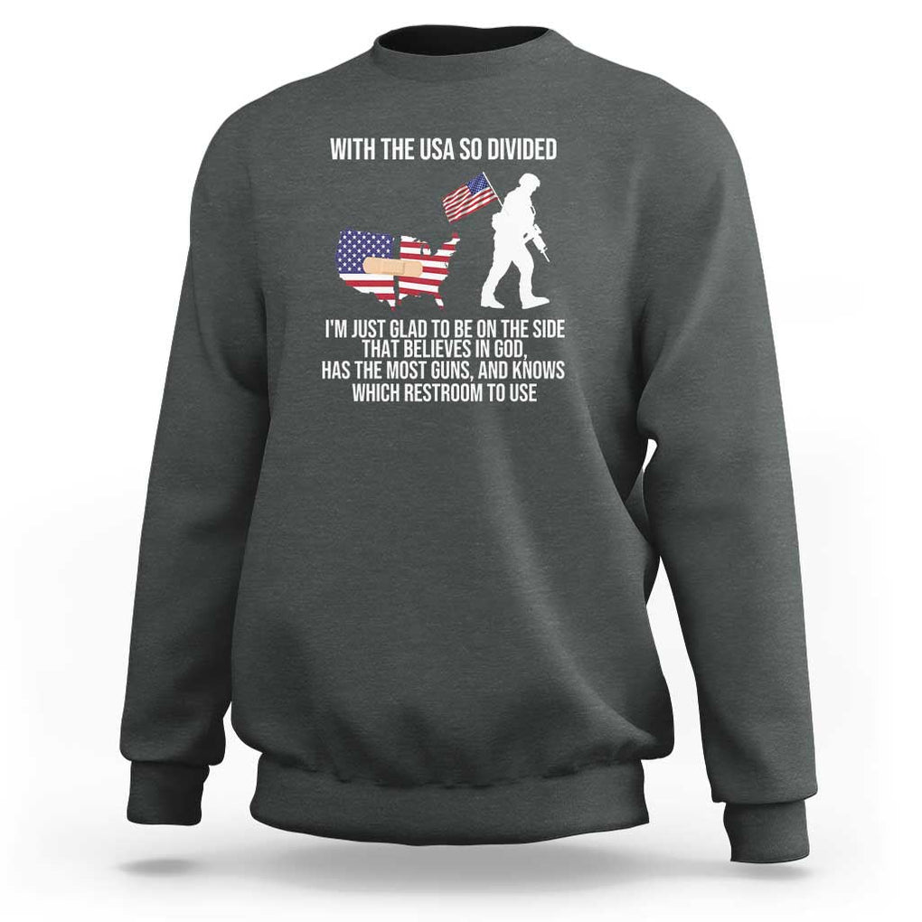 Patriotic USA Flag Sweatshirt Believe in God American Pride TS01 Dark Heather Print Your Wear