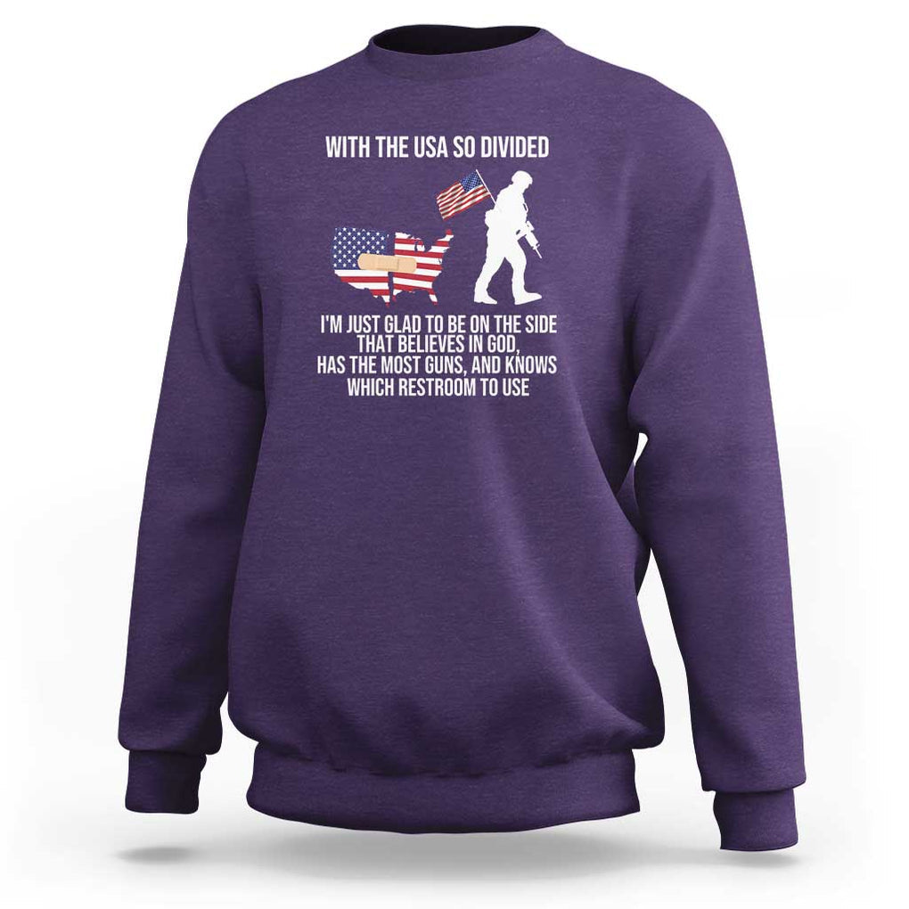 Patriotic USA Flag Sweatshirt Believe in God American Pride TS01 Purple Print Your Wear