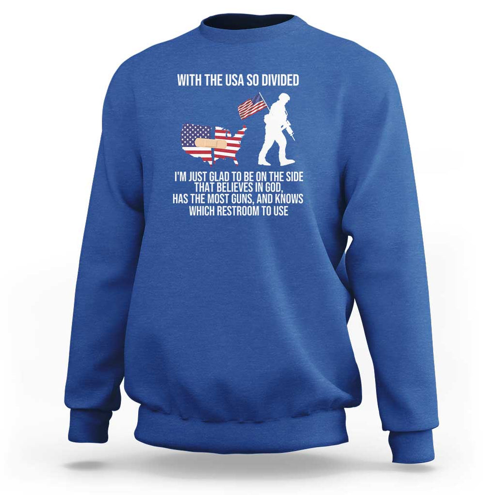 Patriotic USA Flag Sweatshirt Believe in God American Pride TS01 Royal Blue Print Your Wear