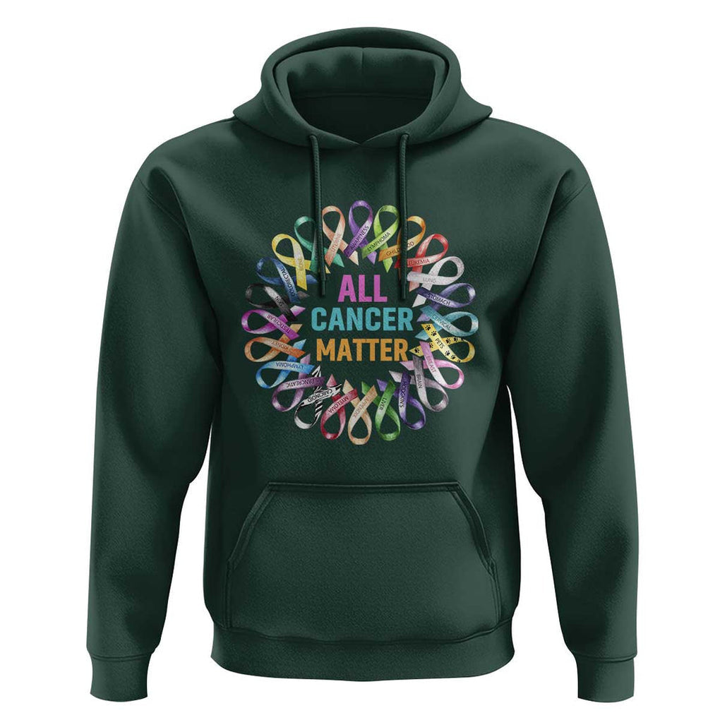 All Cancer Matters Hoodie for Health Advocacy - Support Awareness TS01 Dark Forest Green Print Your Wear
