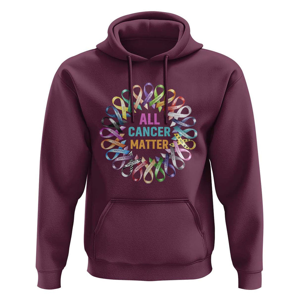 All Cancer Matters Hoodie for Health Advocacy - Support Awareness TS01 Maroon Print Your Wear