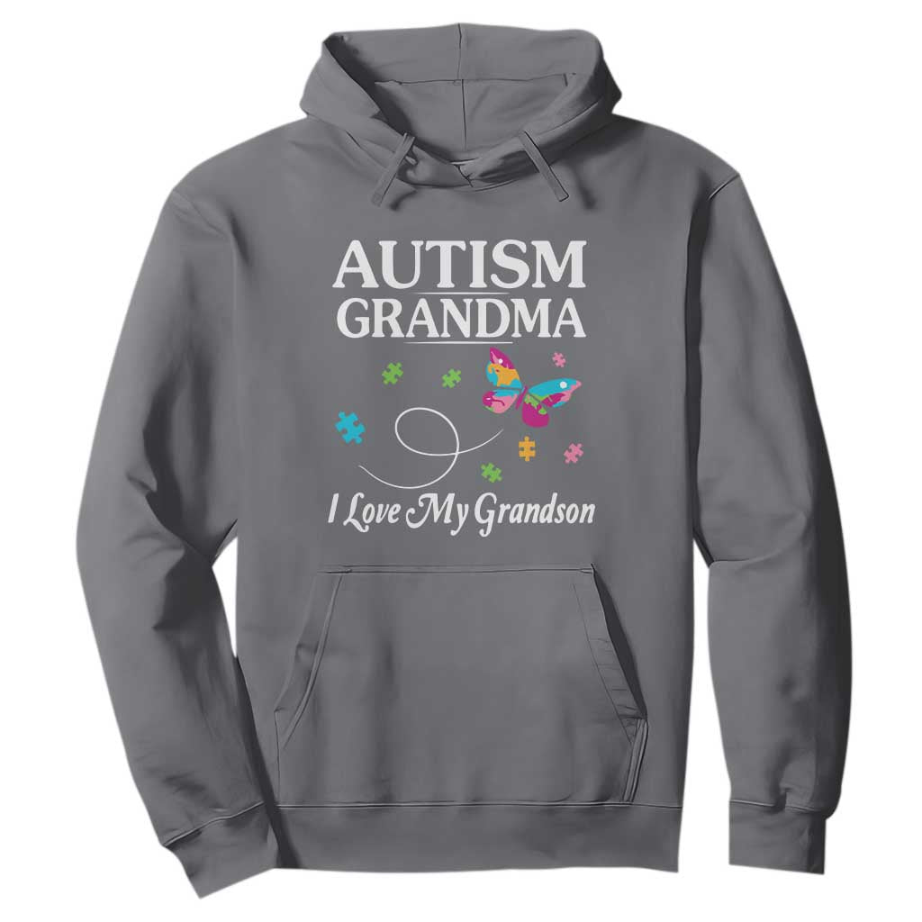 Autism Grandma Hoodie I Love My Grandson Butterfly Grandmother Love Support Accept TS01 Charcoal Printyourwear