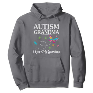 Autism Grandma Hoodie I Love My Grandson Butterfly Grandmother Love Support Accept TS01 Charcoal Printyourwear