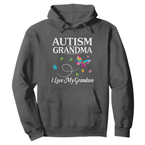 Autism Grandma Hoodie I Love My Grandson Butterfly Grandmother Love Support Accept TS01 Dark Heather Printyourwear