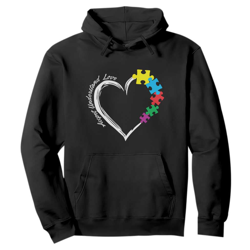 Autism Acceptance Hoodie Accept Understand Love Spectrum Jigsaw Puzzle Heart TS01 Black Printyourwear