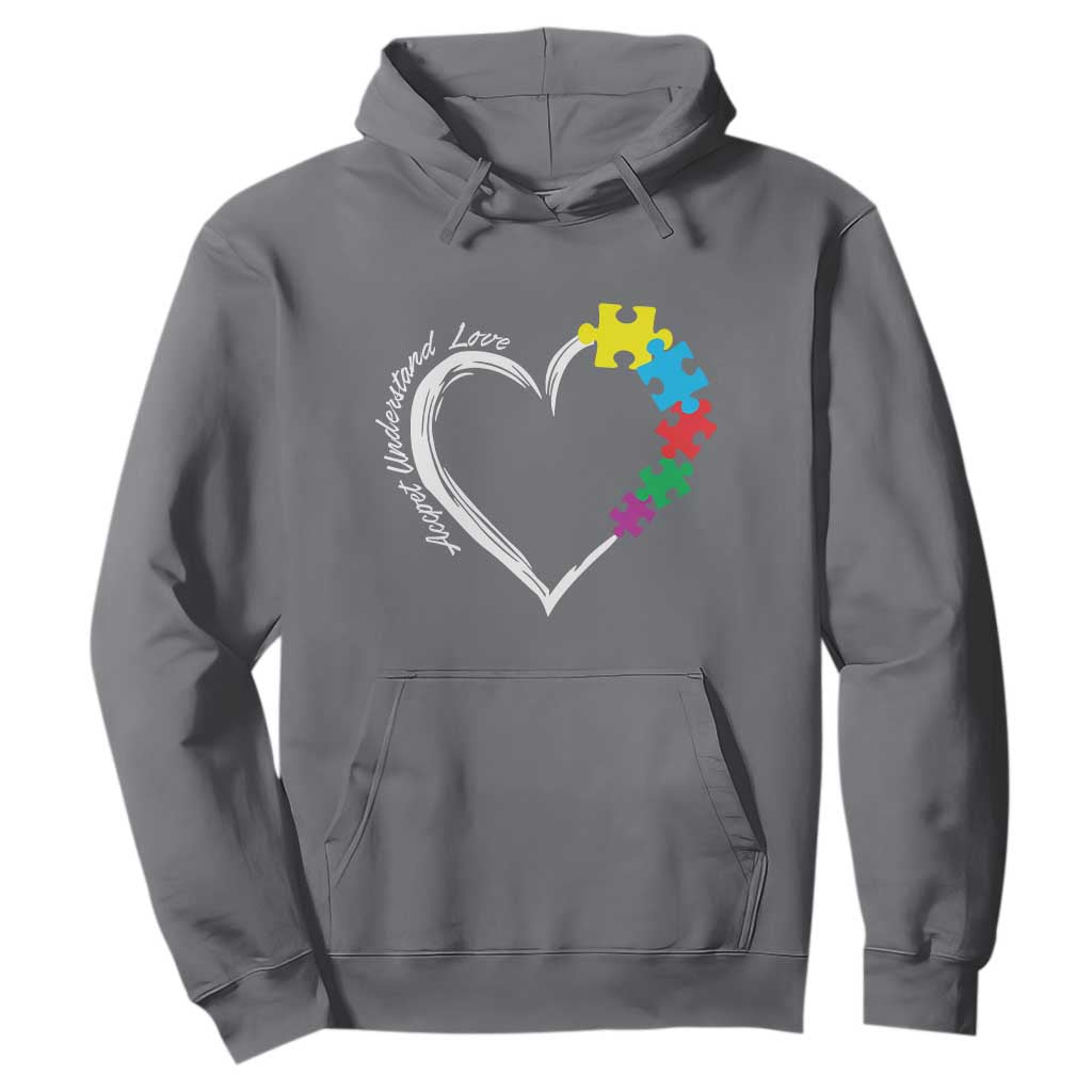 Autism Acceptance Hoodie Accept Understand Love Spectrum Jigsaw Puzzle Heart TS01 Charcoal Printyourwear