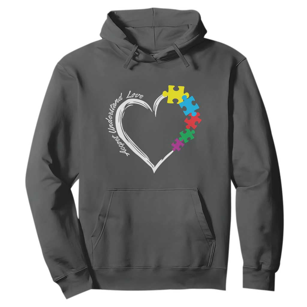 Autism Acceptance Hoodie Accept Understand Love Spectrum Jigsaw Puzzle Heart TS01 Dark Heather Printyourwear