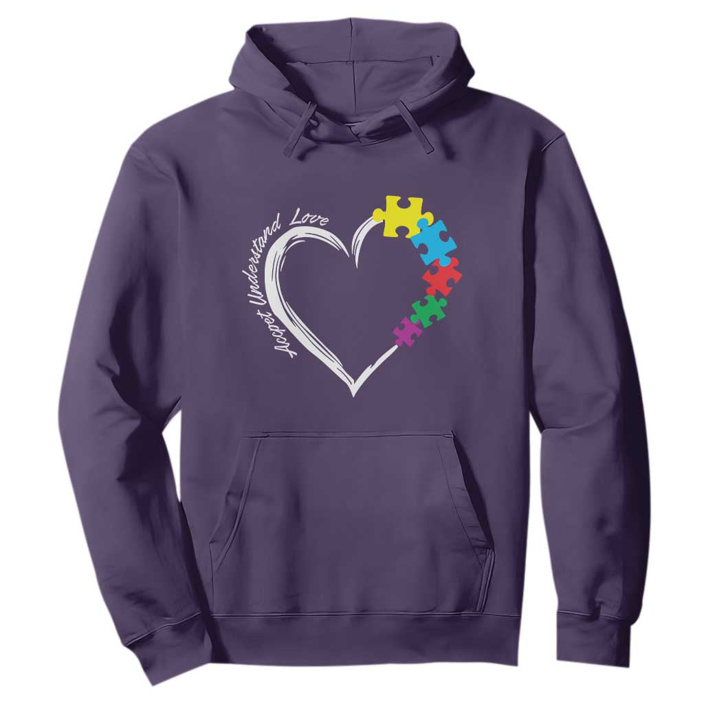 Autism Acceptance Hoodie Accept Understand Love Spectrum Jigsaw Puzzle Heart TS01 Purple Printyourwear