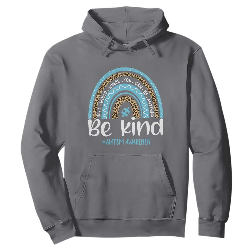 Autism Awareness Hoodie In A World Where You Can Be Anything Be Kind Blue Rainbow TS01 Charcoal Printyourwear