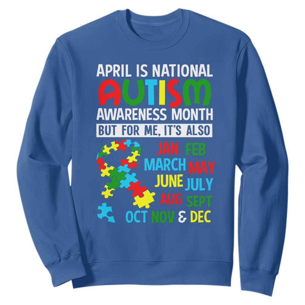 April Is National Autism Awareness Month Sweatshirt But For Me It's All Months TS01 Royal Blue Printyourwear