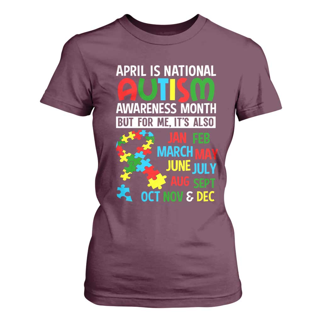 April Is National Autism Awareness Month T Shirt For Women But For Me It's All Months TS01 Maroon Printyourwear