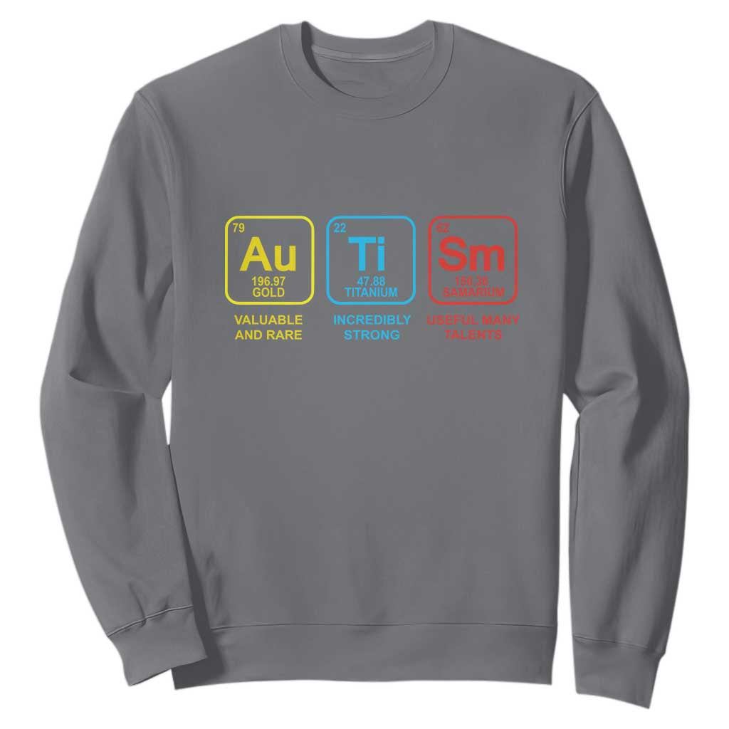 Autism Awareness Sweatshirt Chemical Elements Periodic Table ASD TS01 Charcoal Printyourwear