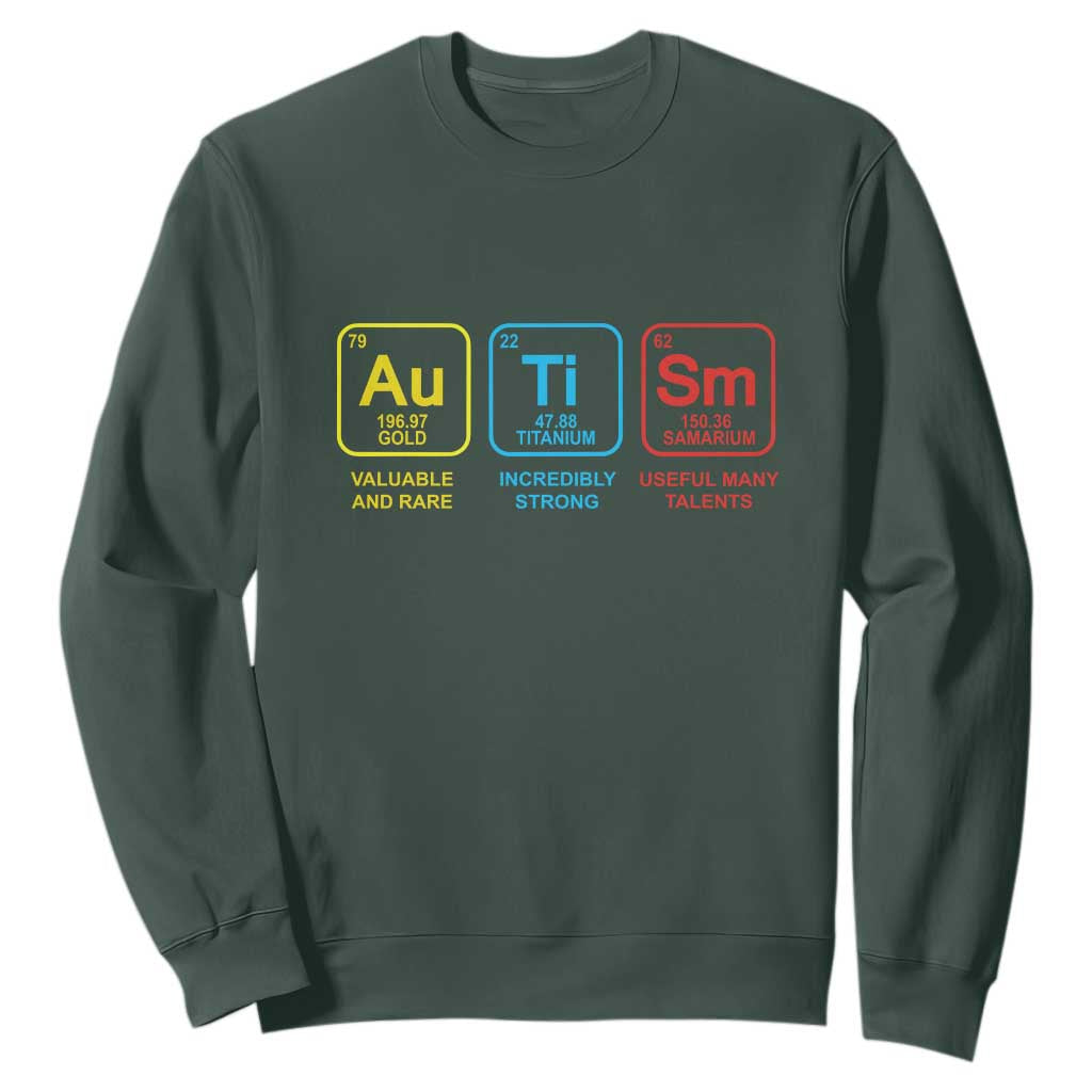 Autism Awareness Sweatshirt Chemical Elements Periodic Table ASD TS01 Dark Forest Green Printyourwear