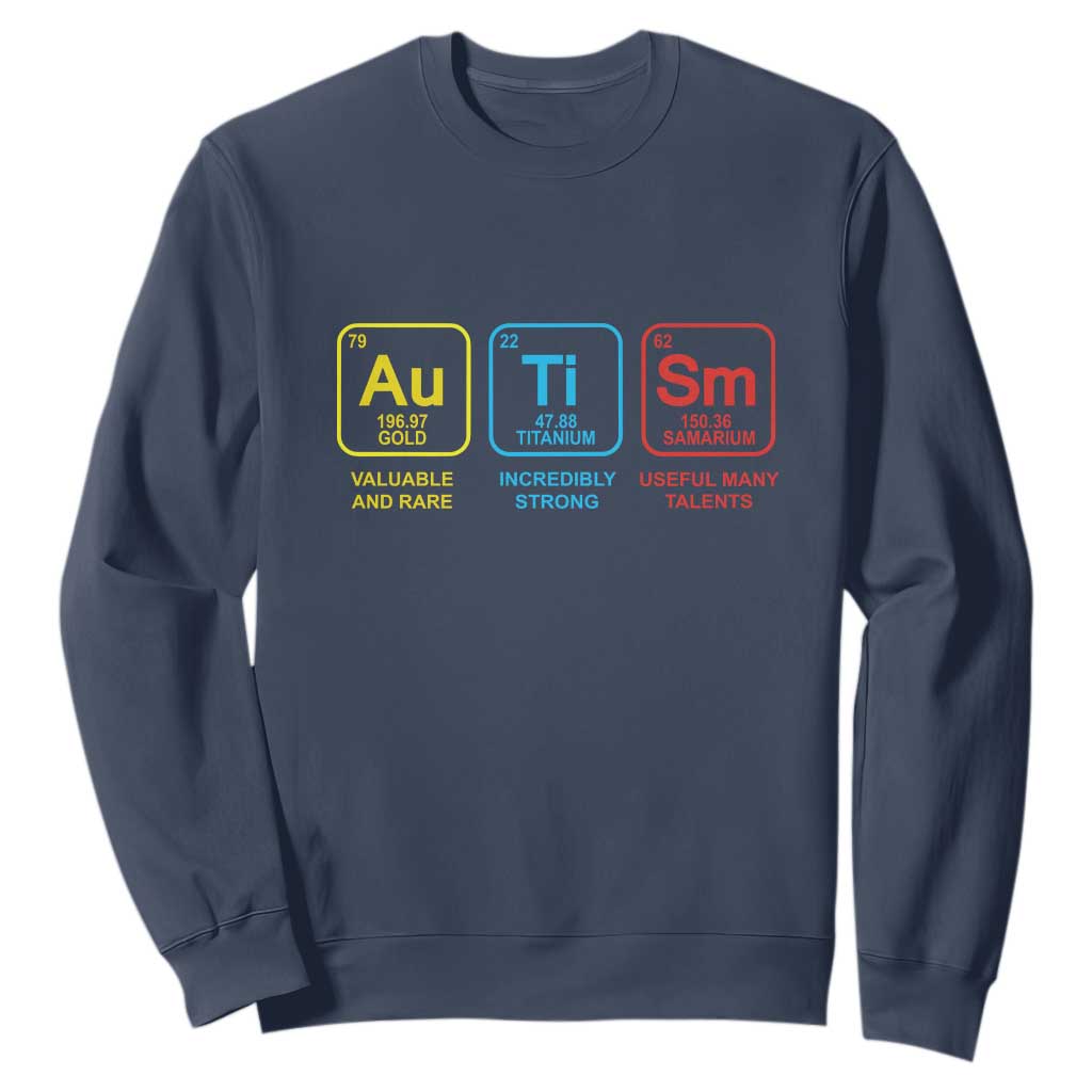 Autism Awareness Sweatshirt Chemical Elements Periodic Table ASD TS01 Navy Printyourwear