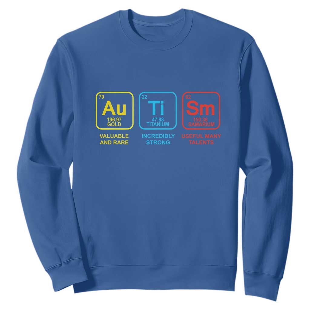 Autism Awareness Sweatshirt Chemical Elements Periodic Table ASD TS01 Royal Blue Printyourwear