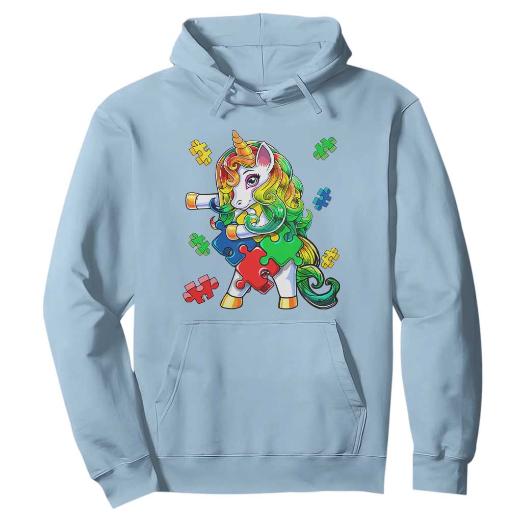 Unicorn Autism Hoodie His Fight is My Fight with Flossing Unicorn Puzzle Piece TS01 Light Blue Printyourwear