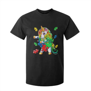 Unicorn Autism T Shirt For Kid His Fight is My Fight with Flossing Unicorn Puzzle Piece TS01 Black Printyourwear