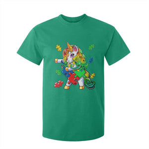 Unicorn Autism T Shirt For Kid His Fight is My Fight with Flossing Unicorn Puzzle Piece TS01 Irish Green Printyourwear
