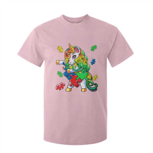 Unicorn Autism T Shirt For Kid His Fight is My Fight with Flossing Unicorn Puzzle Piece TS01 Light Pink Printyourwear