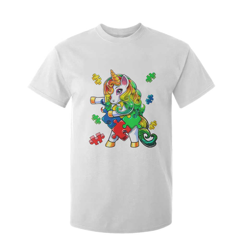 Unicorn Autism T Shirt For Kid His Fight is My Fight with Flossing Unicorn Puzzle Piece TS01 White Printyourwear