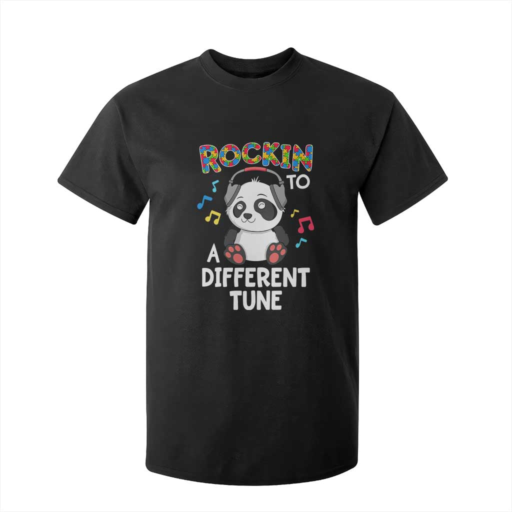 Panda Autism T Shirt For Kid Rockin' To A Different Tune Cute Kids TS01 Black Print Your Wear