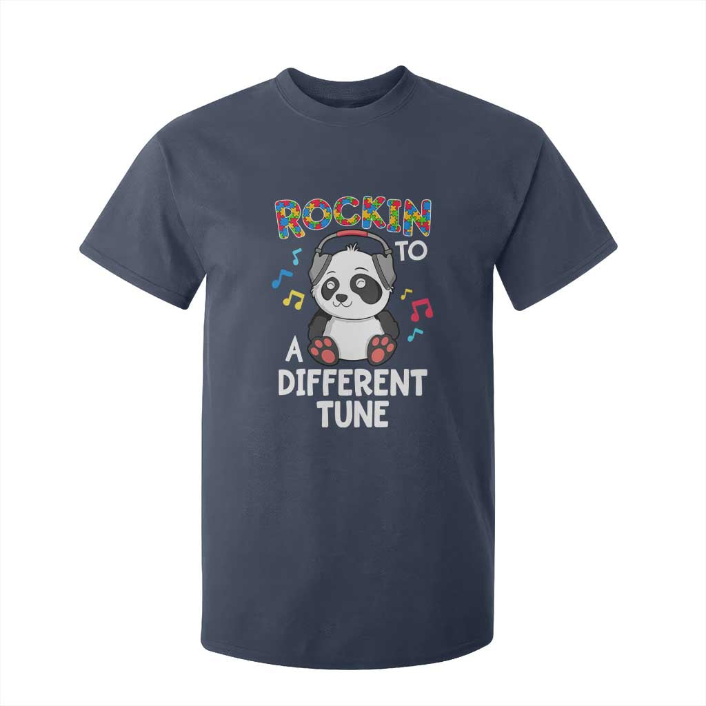 Panda Autism T Shirt For Kid Rockin' To A Different Tune Cute Kids TS01 Navy Print Your Wear