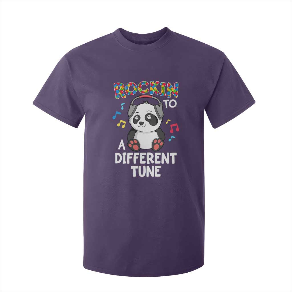 Panda Autism T Shirt For Kid Rockin' To A Different Tune Cute Kids TS01 Purple Print Your Wear