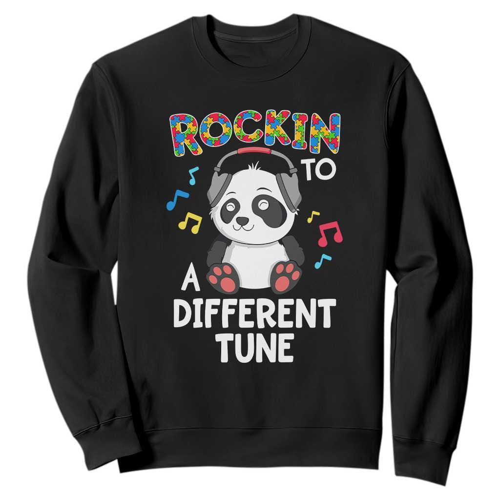 Panda Autism Sweatshirt Rockin' To A Different Tune Cute Kids TS01 Black Print Your Wear