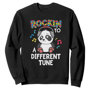 Panda Autism Sweatshirt Rockin' To A Different Tune Cute Kids TS01 Black Print Your Wear