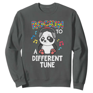 Panda Autism Sweatshirt Rockin' To A Different Tune Cute Kids TS01 Dark Heather Print Your Wear