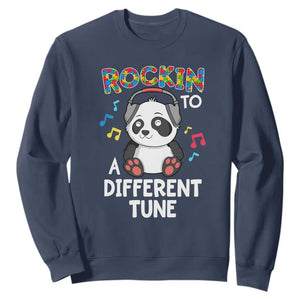Panda Autism Sweatshirt Rockin' To A Different Tune Cute Kids TS01 Navy Print Your Wear