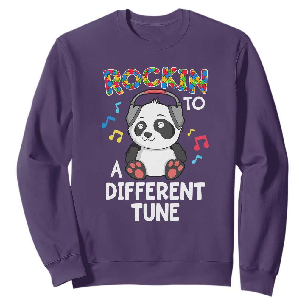 Panda Autism Sweatshirt Rockin' To A Different Tune Cute Kids TS01 Purple Print Your Wear