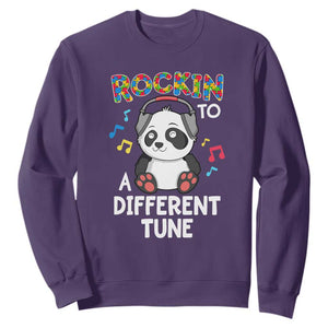 Panda Autism Sweatshirt Rockin' To A Different Tune Cute Kids TS01 Purple Print Your Wear
