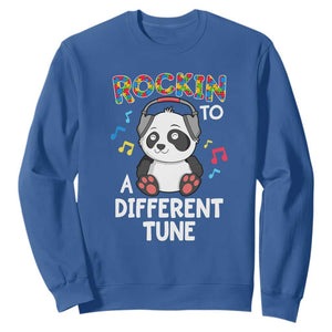 Panda Autism Sweatshirt Rockin' To A Different Tune Cute Kids TS01 Royal Blue Print Your Wear