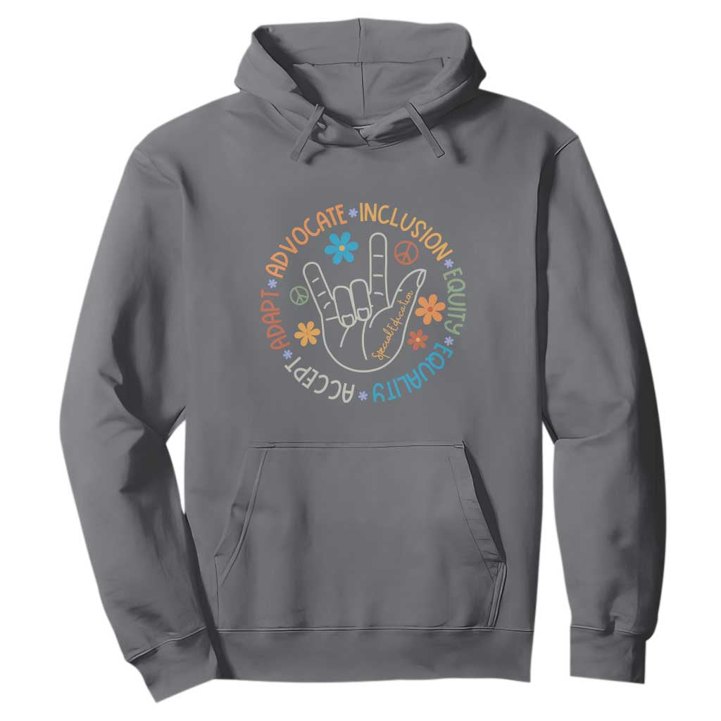 Sped Teacher Hoodie Special Education Autism Accept Adapt Advocate Inclusion Equity Equality TS01 Charcoal Printyourwear