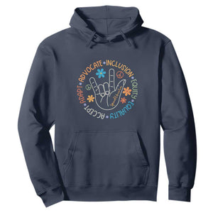 Sped Teacher Hoodie Special Education Autism Accept Adapt Advocate Inclusion Equity Equality TS01 Navy Printyourwear