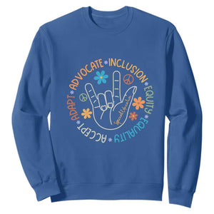 Sped Teacher Sweatshirt Special Education Autism Accept Adapt Advocate Inclusion Equity Equality TS01 Royal Blue Printyourwear