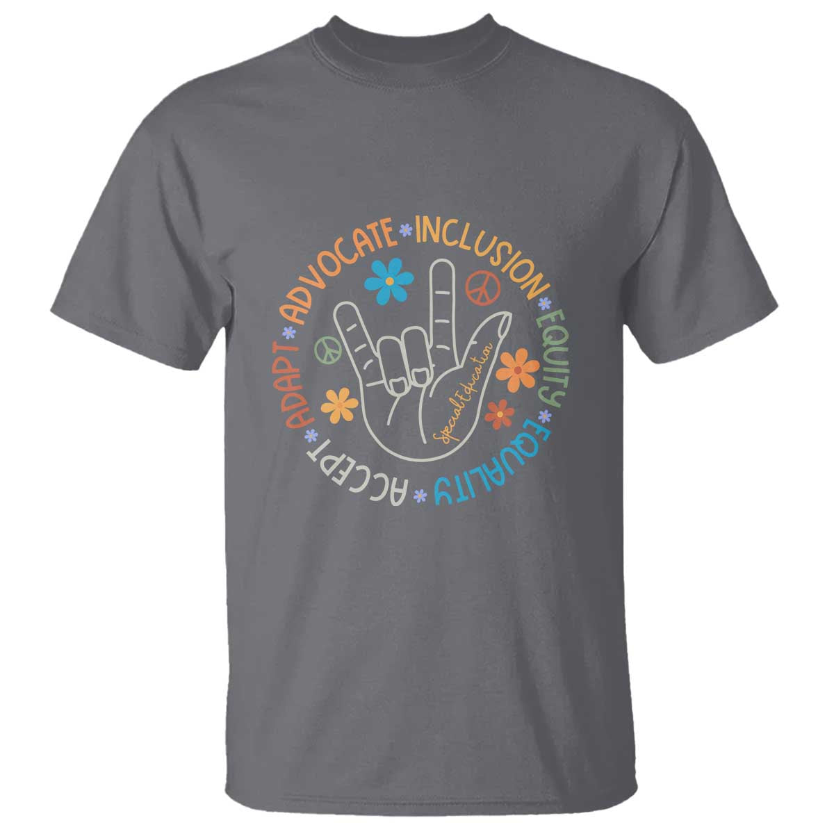 Sped Teacher T Shirt Special Education Autism Accept Adapt Advocate Inclusion Equity Equality TS01 Charcoal Printyourwear