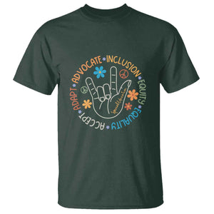 Sped Teacher T Shirt Special Education Autism Accept Adapt Advocate Inclusion Equity Equality TS01 Dark Forest Green Printyourwear